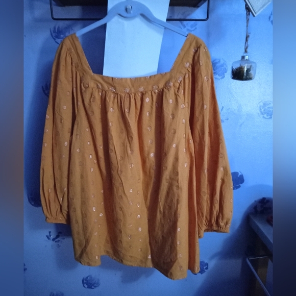 Lauren Conrad Gold Shimmery Polka Dot Top - Picture 2 of 5